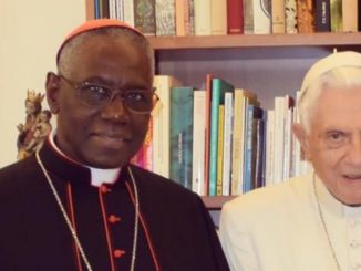 Kardinal Robert Sarah (im Bild mit Benedikt XVI.) wurde von Papst Franziskus als Präfekt der Gottesdienstkongregation emeritiert.