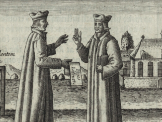 Der heilige Edmund Campion, Jesuit und Märtyrer, dargestellt mit seinem Mitbruder Robert Parsons (links).