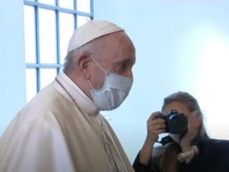 Papst Franziskus zu Besuch im Hauptquartier der Päpstlichen Stiftung Scholas Occurrentes in Trastevere.