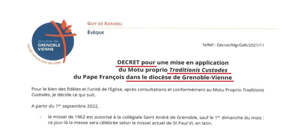 Das Dekret von Bischof Guy de Kerimel von Grenoble-Vienne.