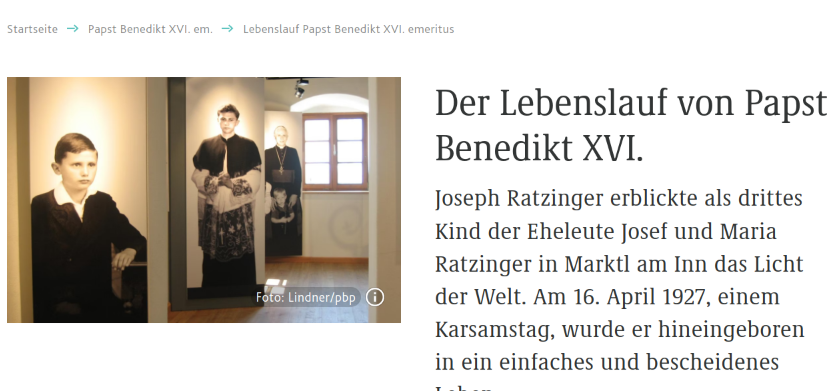 "In den letzten Wochen ist die sprungbereite Feindseligkeit in eine rufschädigende Kampagne aufgelaufen." Das Bistum Passau zeigt eine Ausstellung über Benedikt XVI. (Bild).