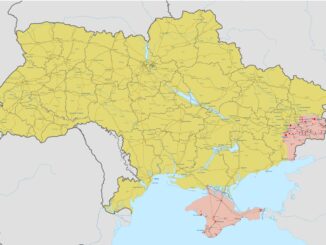 Der Ausgangspunkt: rosa die Rußland eingegliederte Krim und das von prorussischen Separatisten kontrollierte Gebiet in der Ostukraine.