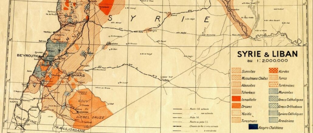 Der Libanon: Religionskarte des französischen Mandatsgebietes 1935.