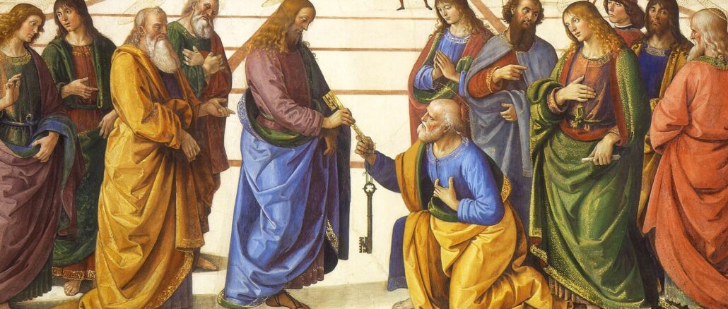 Christus übergibt dem Apostel Petrus die Schlüssel der Kirche und des Himmelreiches
