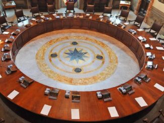Der Kabinettssaal im Palazzo Chigi in Rom, in dem die italienische Regierung ihre Sitzungen abhält.