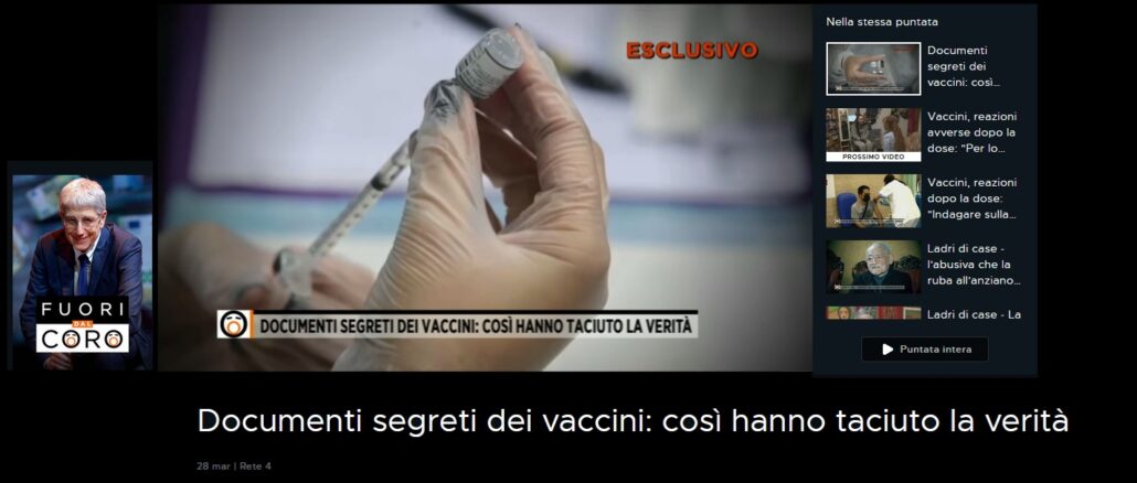 In Italien wurden geheime Dokumente zu den Corona-Impfstoffen enthüllt in der Sendung "So haben sie die Wahrheit verschwiegen".