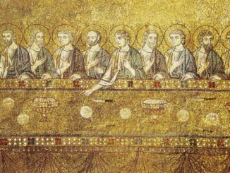 Das Letzte Abendmahl, Mosaik im Markusdom von Venedig.