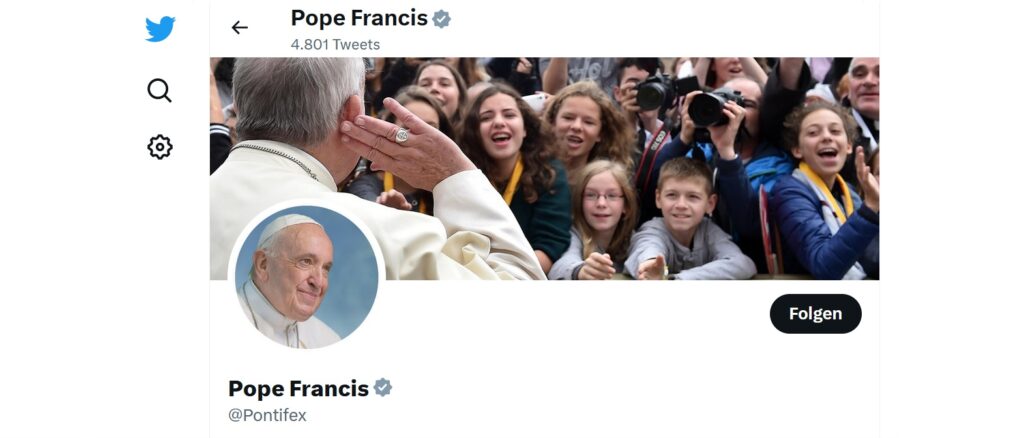 Auch das Twitter-Konto von Papst Franziskus verlor gestern das Twitter Blue.