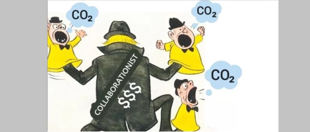 Diese Karikatur von Skeptikern der These vom menschengemachten Klimawandel wurde im April 2022 von der BBC als "falsch" gebrandmarkt, um in einem tendenziösen Bericht den Klima-Alarmismus zu stützen.