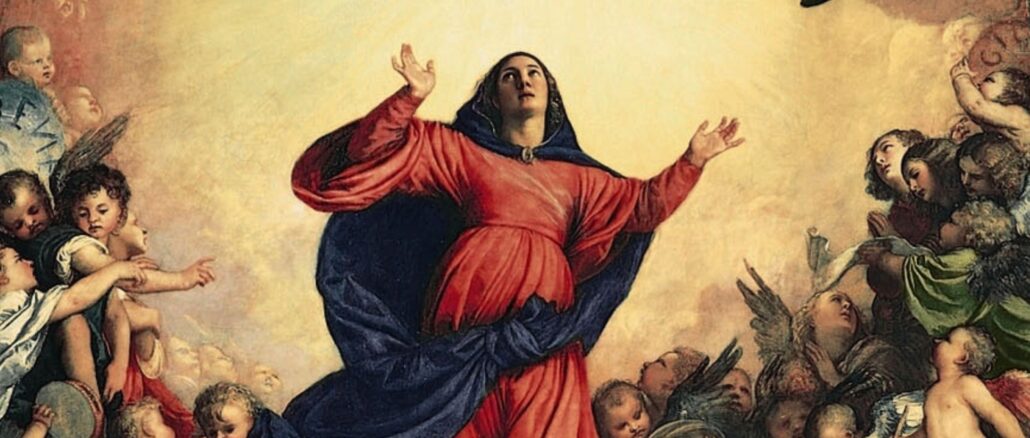 Das Dogma der Aufnahme Mariens mit Leib und Seele in den Himmel wurde erst 1950 verkündet, doch schon immer geglaubt, wie das vor 500 Jahren gemalte Altarbild von Tizian zeigt.