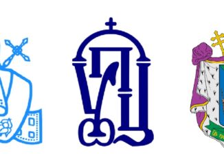 Katholiken und Orthodoxe in der Ukraine und ihre Stärke. Im Bild von links die Symbole der ukrainisch-orthodoxen Kirche, der russisch-orthodoxen Kirche in der Ukraine und der ukrainischen griechisch-katholischen Kirche