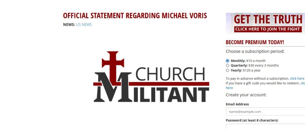 Church Militant gab den Rücktritt ihres Gründers und Vorsitzenden Michael Voris bekannt.