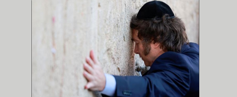 Javier Milei am vergangenen Dienstag in Jerusalem: An der Klagemauer betete, klagte und weinte er.