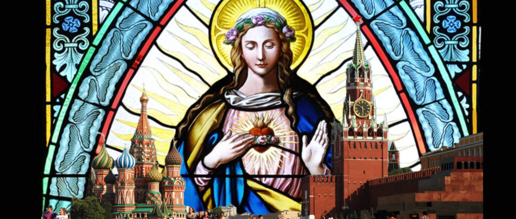 Hat das Unbefleckte Herz Mariens bereits über den Roten Stern des Sozialismus gesiegt? Im Bild der Rote Platz in Moskau, wo auf den Türmen noch Roter Stern und christliches Kreuz nebeneinander prangen
