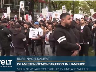 Am 27. April fand in Hamburg eine islamistische Kundgebung statt, bei der die Umwandlung Deutschlands in ein Kalifat gefordert wurde. Hier die Schlagzeile von WELT Nachrichten