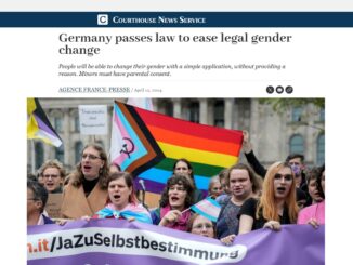 Das deutsche "Selbstbestimmungsgesetz" findet internationale Aufmerksamkeit. Im Bild die Schlagzeile des US-Mediums Courthouse News.