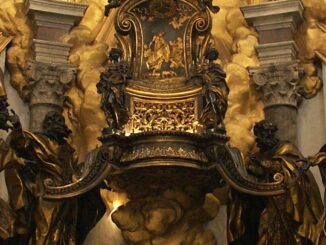 Die Kirchenväter, zwei aus dem Osten, zwei aus dem Westen, stützen die Cathedra Petri (Bernini)