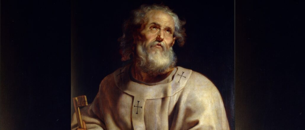 Der heilige Apostel Petrus mit den Petrusschlüsseln, Zeichen seiner Binde- und Lösegewalt auf Erden und im Himmel