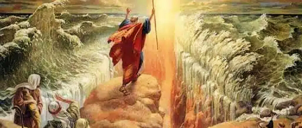 Moses führte das Volk der Israeliten aus Ägypten durch das Rote Meer