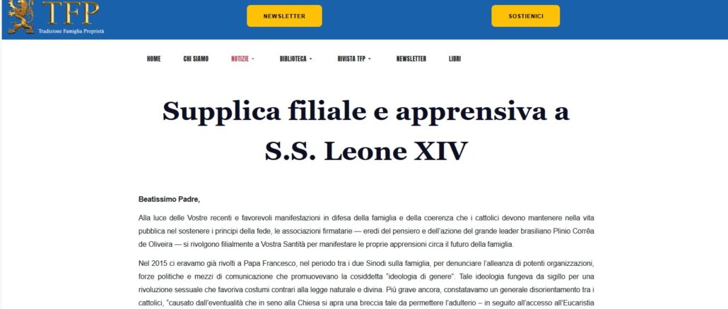 Appell an Papst Leo XIV. Appell an Papst Leo XIV.