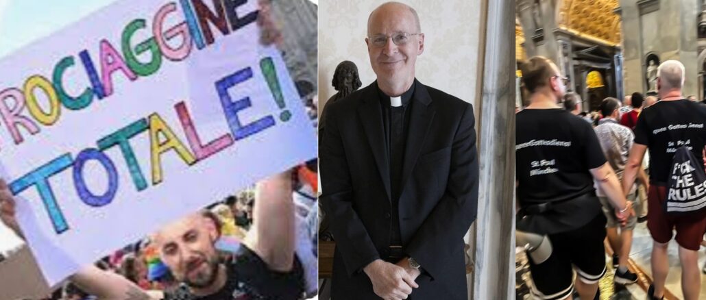 Am vergangenen Samstag, hatte die innerkirchliche "Homo-Gang" ihren großen Auftritt. Als bekennende Sünder zogen Homosexuelle und Homo-Aktivisten durch die Heilige Pforte in den Petersdom ein Am vergangenen Samstag, hatte die innerkirchliche "Homo-Gang" ihren großen Auftritt. Als bekennende Sünder zogen Homosexuelle und Homo-Aktivisten durch die Heilige Pforte in den Petersdom ein