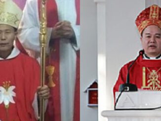 Untergrundbischof Joseph Zhang Weizhu (links) , seit vier Jahren in Haft, wurde nun vom Regime "anerkannt", aber dafür vom Vatikan gleichzeitig emeritiert. Francis Li Jianlin (rechts) ist der vom Regime ernannte und vom Heiligen Stuhl bestätigte Nachfolger.