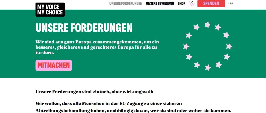 Abtreibungspropaganda, "alle Menschen" sollen ungeborenen Kinder töten können. Bei all dem Gleichheitsgerede muß in diesem Fall sogar die Frau verschwinden, die allein ein ungeborenes Kind in sich tragen kann. Da die Homo-Lobby die Abtreibungsinitiative unterstützt, scheint diese Tatsache aber unerwünscht zu sein.