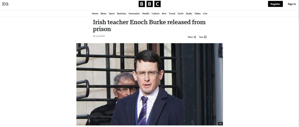 Auch die BBC berichtete über den Fall Enoch Burke