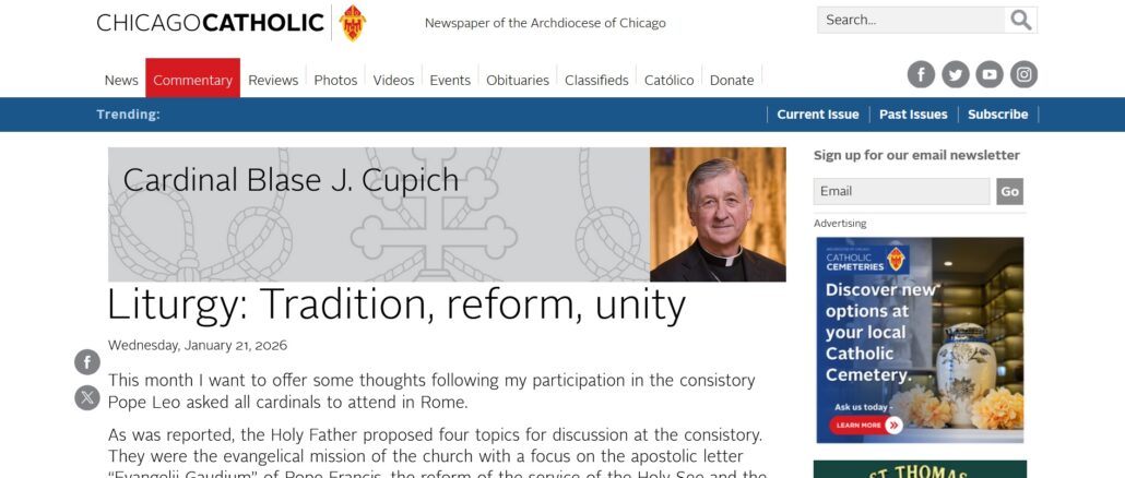 Kardinal Cupich fordert Einheit und verlangt dafür das Abwürgen der Tradition