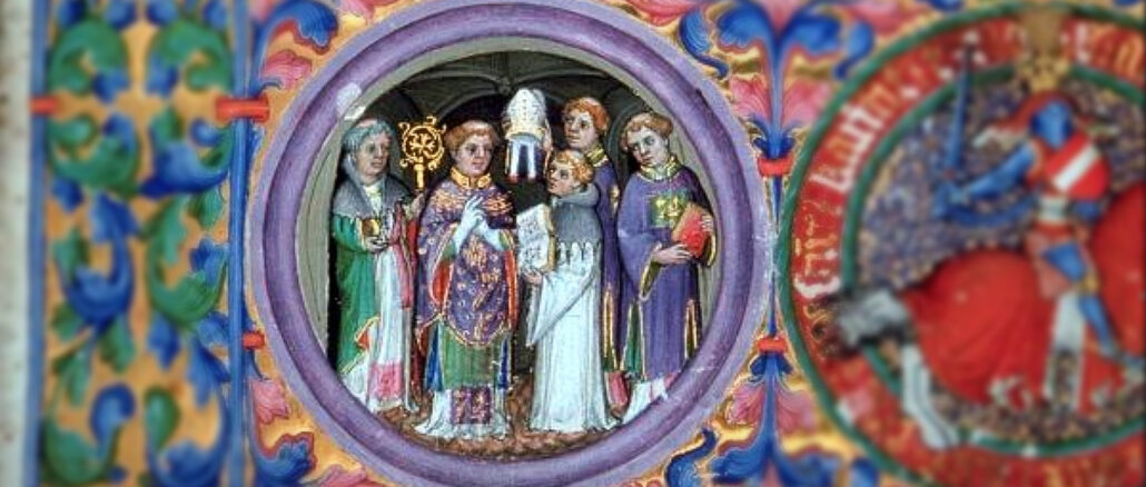 Bischofsweihe im 14. Jahrhundert (Miniatur)