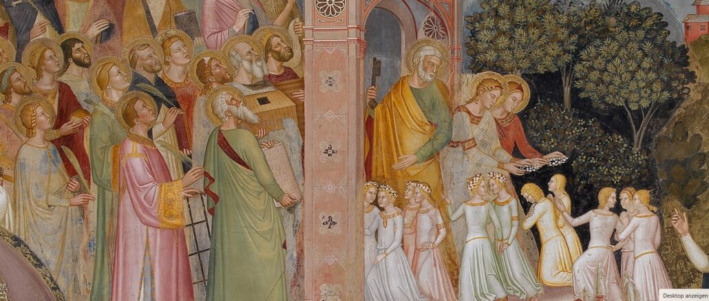 Allegorie der Kirche als Hüterin der Wahrheit: Fresko von Andrea di Bonaiuto im Spanischen Saal der Dominikanerkirche Santa Maria Novella in Florenz (um 1365–1367)