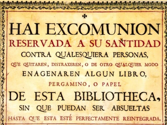 Androhung der Exkommunikation in der Bibliothek von Salamanca