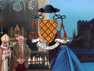Canon Robin Ward, ehemaliger Rektor des für die anglikanische Kirche bedeutenden Seminars St. Stephen's House in Oxford (rechts) und sein Wappen.