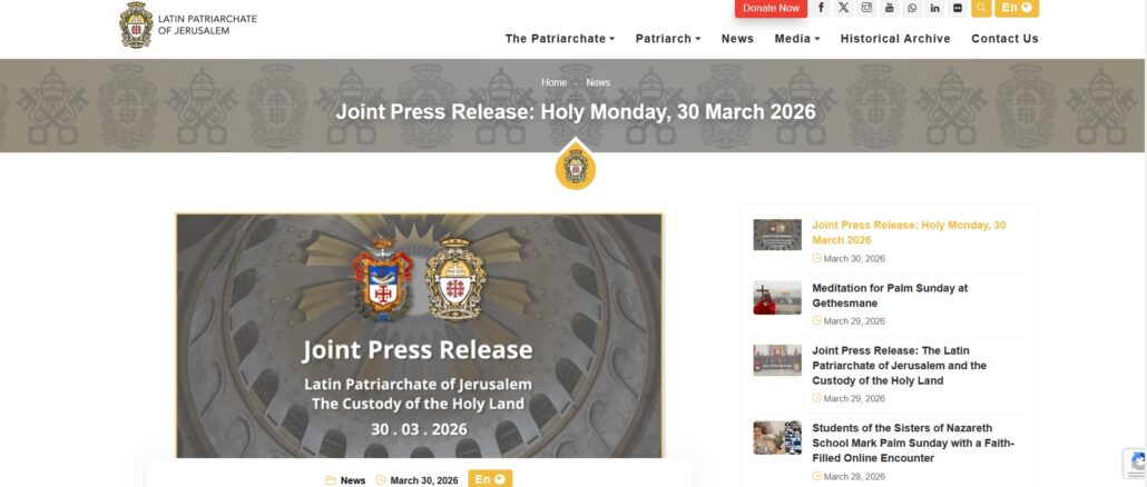 Das Lateinische Patriarchat von Jerusalem und die Franziskanerkustodie des Heiligen Landes veröffentlichten eine gemeinsame Erklärung, mit der sie den gestrigen Konflikt mit der israelischen Polizei für beendet erklären. Den beiden Kirchenvertretern wird für die Karwochen- und Osterliturgie der Zugang zur Grabeskirche gewährt. Die Gläubigen bleiben weiterhin ausgesperrt.