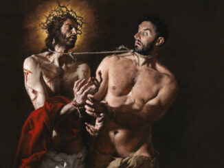 „Jesus und Barabbas“ von Giovanni Gasparro (geb. 1983), einem äußerst interessanten Künstler, dessen Werk im figurativen Realismus verankert ist und zugleich von barocken Einflüssen geprägt wird.