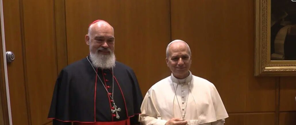 Kardinal Dominique Mathieu mit Papst Leo XIV. in Rom