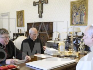 Von links: Msgr. Orlita undd Don Bamonte von der Internationalen Exorzistenvereinigung in Audienz bei Papst Leo XIV.