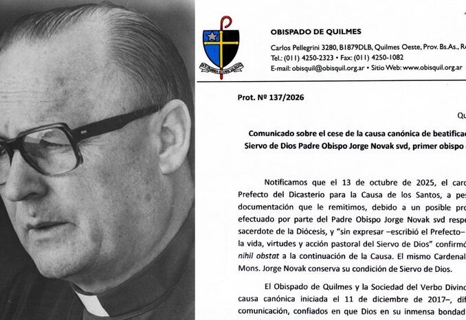 Links Msgr. Novak, rechts das gemeinsame Schreiben des derzeitigen Bischofs von Quilmes und des Provinzials der Steyler Missionare in Argentinien