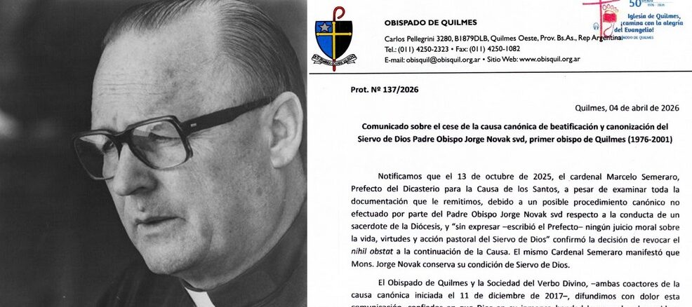 Links Msgr. Novak, rechts das gemeinsame Schreiben des derzeitigen Bischofs von Quilmes und des Provinzials der Steyler Missionare in Argentinien