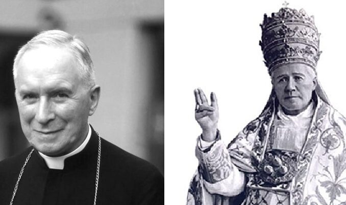 Erzbischof Marcel Lefebvre und der Patron der von ihm gegründeten Priesterbruderschaft, Pius X.