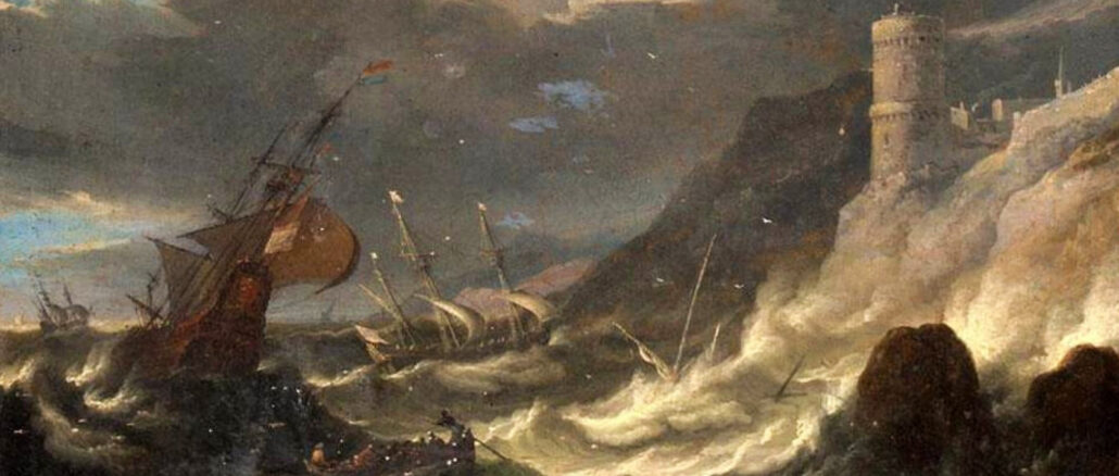 Die Kirche als Schiff in einem Sturm.