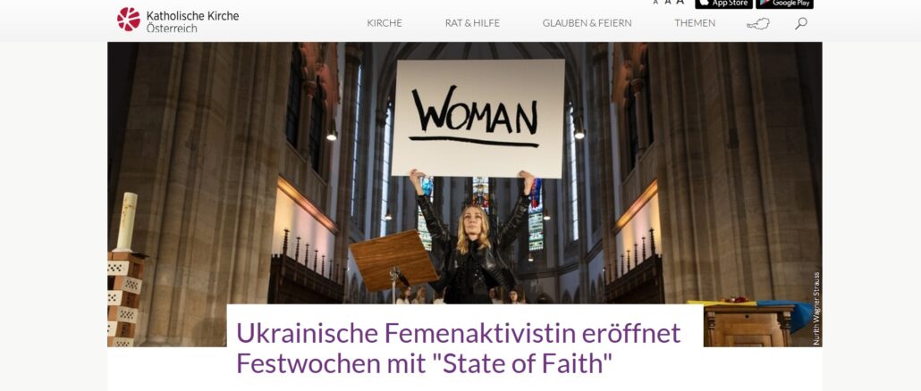Antichristliche "Sextremistin" und Politsöldnerin Inna Schewtschenko erhält in Wien Kirche als Bühne für ihre Show der politischen Korrektheit