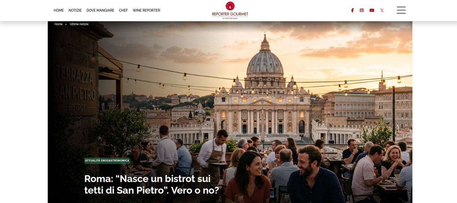Entsteht auf den Dächern des Petersdoms ein Restaurant, in dem man künftig sogar abendessen wird können? Selbst Gourmet-Medien (siehe Bild) haben sich mit der Angelegenheit befaßt.