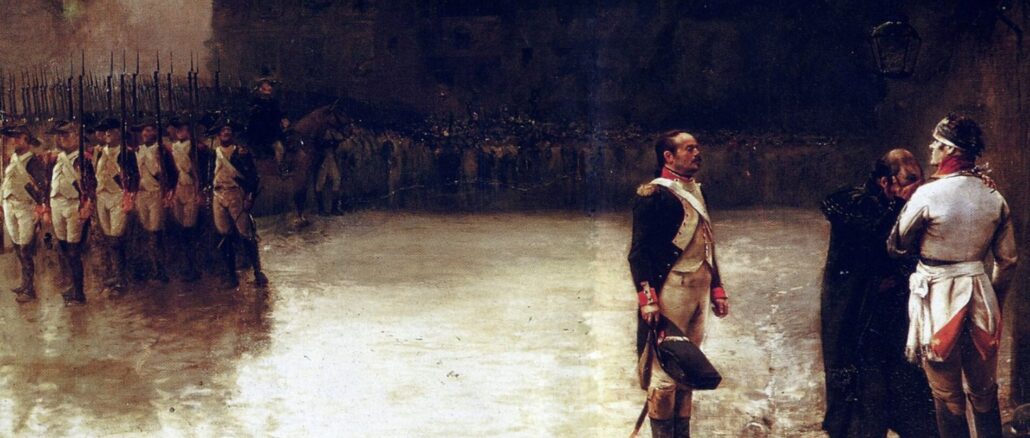 Die Hinrichtung von François Athanase de Charette de la Contrie, 1793 bis 1796 Oberbefehlshaber der königstreuen, katholischen Armee der Vendée