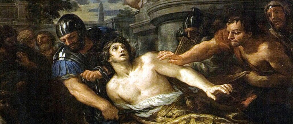 Das Gemälde "Das Martyrium des hl. Laurentius" von Pietro da Cortona (entstanden um 1653) in der Kirche Santi Michele e Gaetano in Florenz zeigt die Gefangennahme des Heiligen durch römische Soldaten