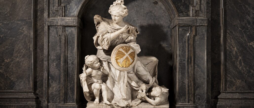 "Veritas" von Jan van Delen in der Liebfrauenkirche am Sablon in Brüssel (Onze-Lieve-Vrouw ter Zege op de Zavelkerk)