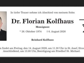 Im Gedenken an den Priester, Gelehrten, Diplomaten und Publizisten Msgr. Florian Kolfhaus