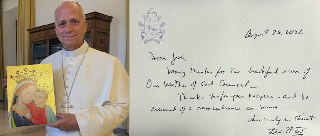 Papst Leo XIV. mit Unserer Lieben Frau vom Guten Rat