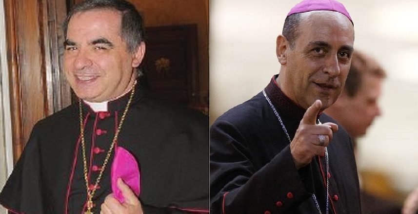 Kurienerzbischof Angelo Becciu (links) und Titularerzbischof Victor Manuel Fernandez verteidigen Papst Franziskus und "Amoris laetitia" und attackieren Kritiker als "Ultrakatholiken" und "Gehorsamsverweigerer".