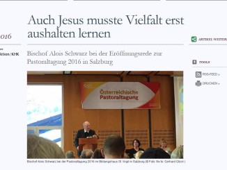 Bischof Alois Schwarz bei der Pastoraltagung 2016: "Jesus mußte erst lernen"